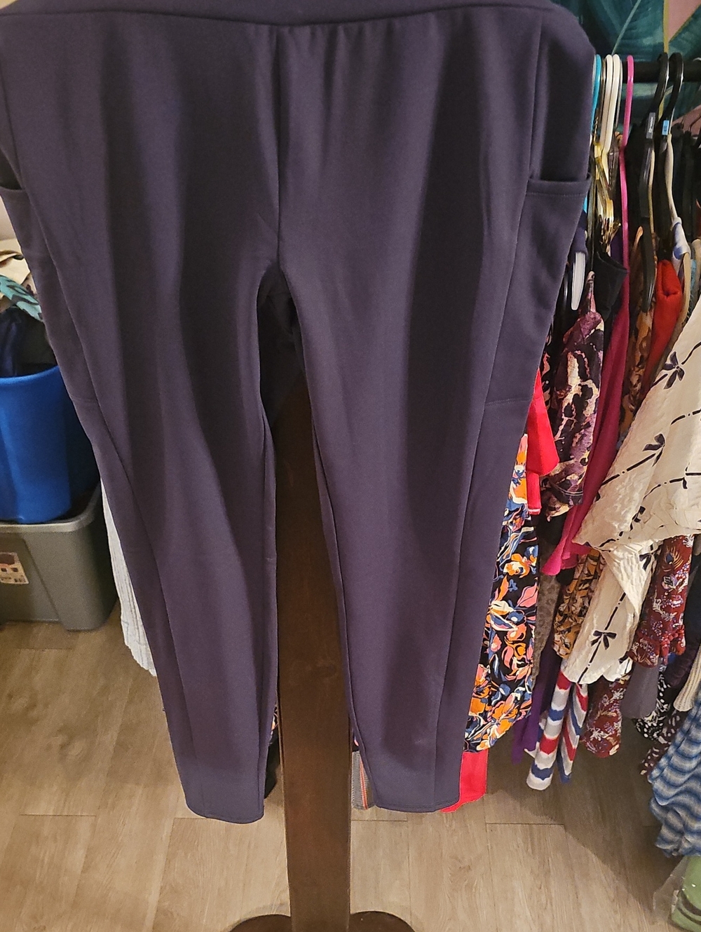 RBX Purple Gray  Skinny Ponte Leggings with Side Pockets